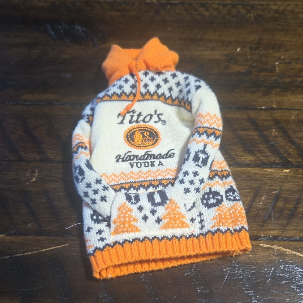 Tito's Vodka Knit Sweater with Orange Accents